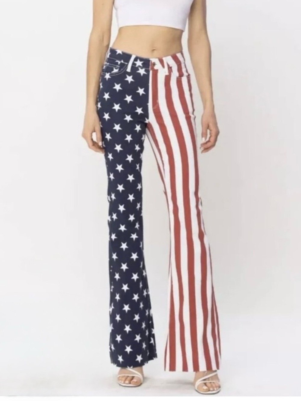 American Flag Flare Jeans - Red & Blue Wide Leg